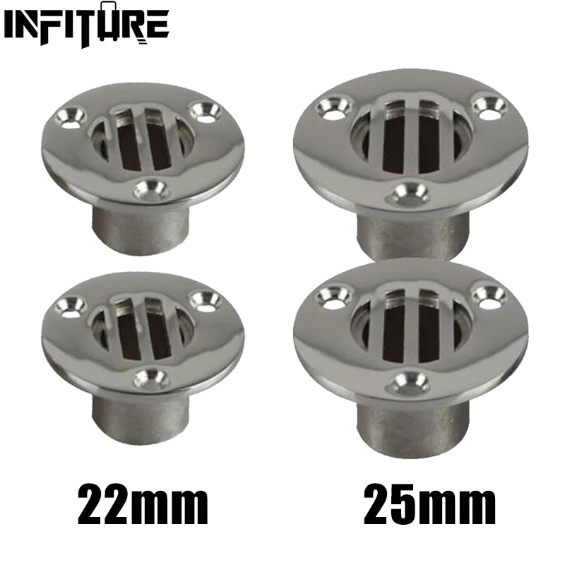 2x Boat Floor Deck Drain Marine Grade Compact 22mm/25mm for Ship Yacht Deck Drainage Stainless Steel Marine Hardware Accessories