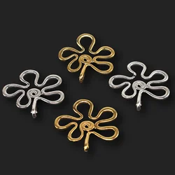 6pcs Two Color Hollowed Out Metal Twisted Wire Petal Pendant DIY Charms For Necklace Earrings Jewelry Making 41*40mm P769