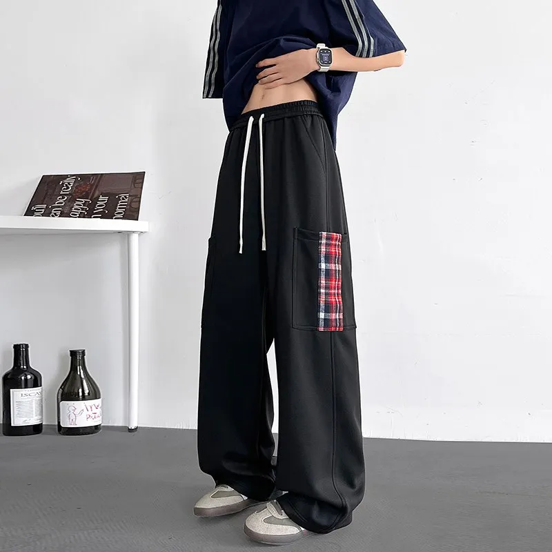 

Мужские повседневные брюки свободного кроя, весна-осень 2025, новая американская тенденция, прямые длинные брюки, спортивные штаны для мальчиков, полиэстер