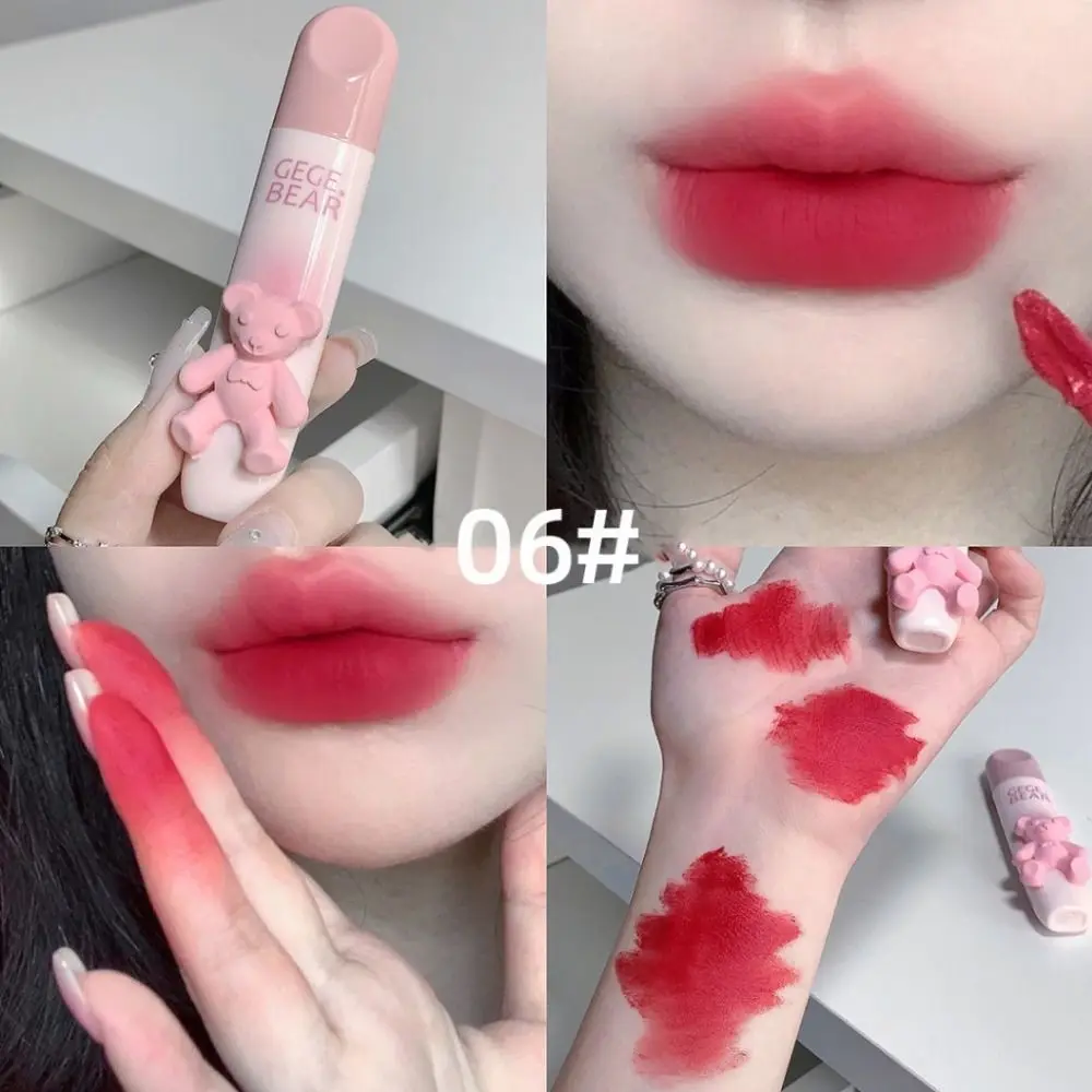 Cute 6Color Bear Lip Gloss Smooth Tender Color Lip Tint Mud Long Lasting Makeup Tool Lip Glaze Korean Cosmetics