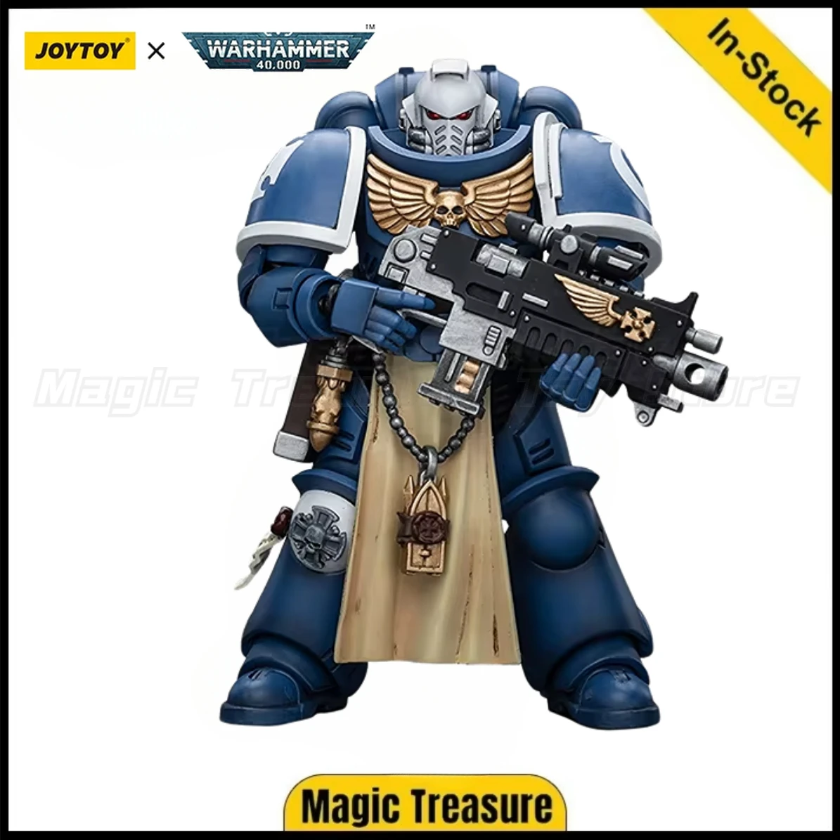 

【В наличии】JOYTOY 1/18 Фигурка Warhammer 40K Ultramarines Sternguard Veteran с болтом, модель винтовки, игрушки, подарки