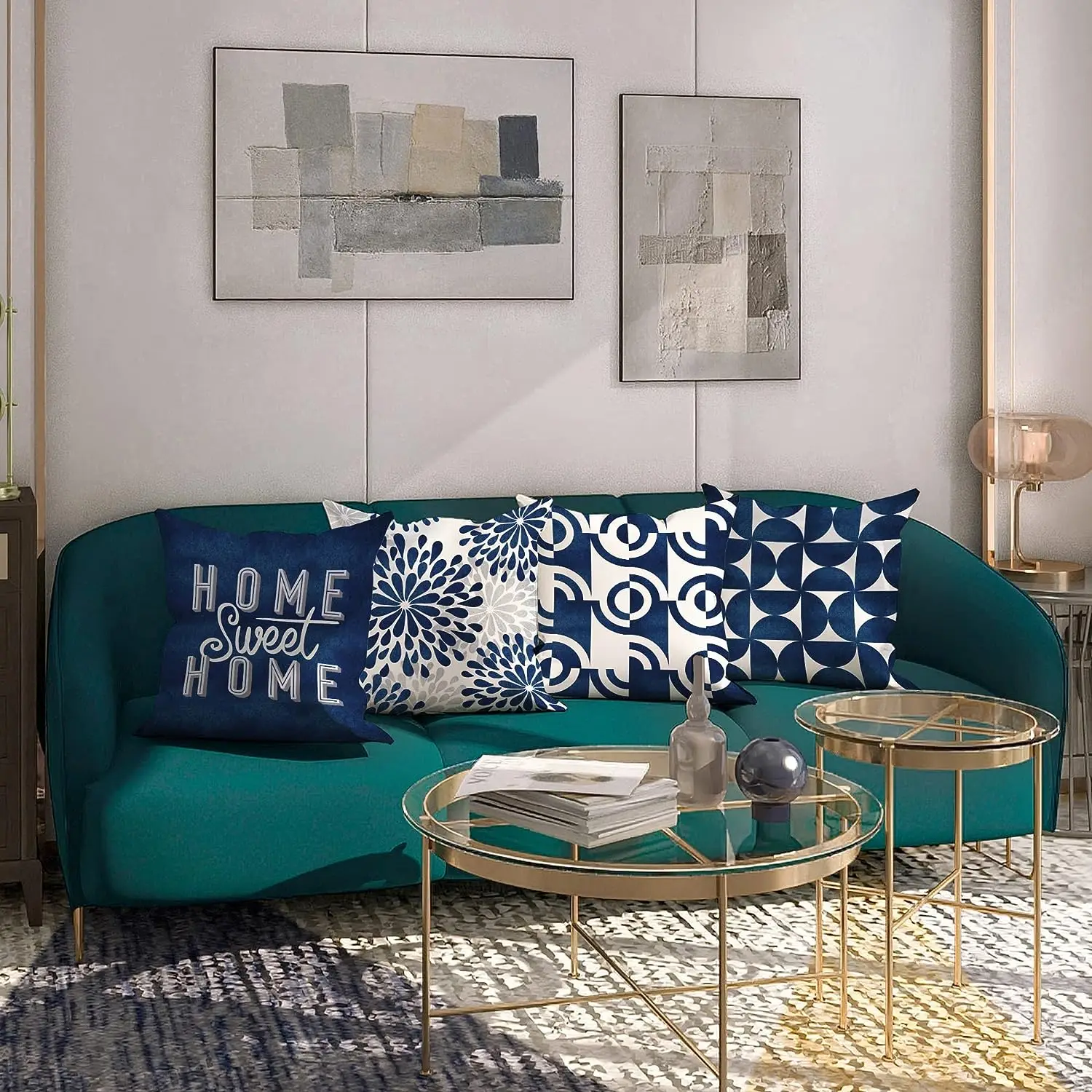 Navy Blue Throw Pillowcase Sofa Outdoor Decoration Pillow Cover Short Plush Pillowcase  45x45 pillow case Autumn pillowcase