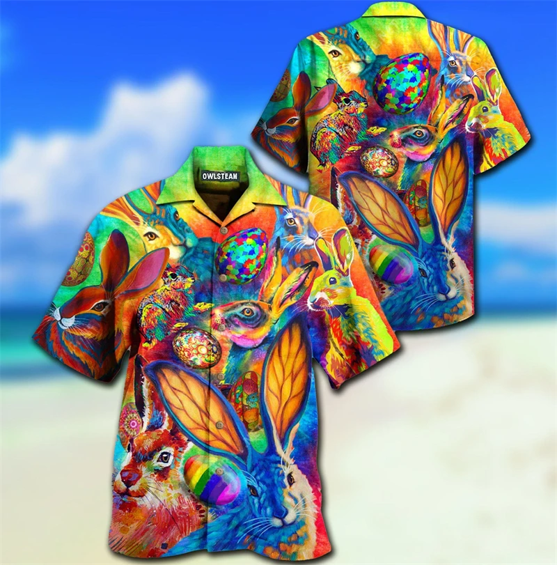

Summer Fashion Hawaiian Shirts For Men Trendy Colorful Short Sleeve 3D Printed Lapel Button Shirt Casual Oversized Vacation Tops