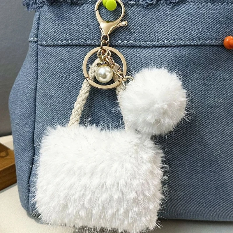 Mini Kolorowa Mała Zawieszka w Kształcie Torebki Śliczna Perła Pluszowa Zabawka Brelok Wysokiej Jakości Plecak, Ozdoba do Zawieszenia w Samochodzie Prezent na Boże Narodzenie