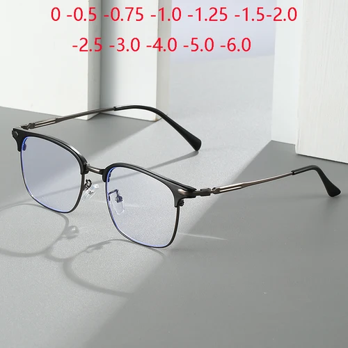 Gafas de miopía con bloqueo de luz azul para estudiantes con prescripción, moda para mujeres y hombres, gafas cuadradas para miopía, dioptrías de 0-0,5-1,0 a-6