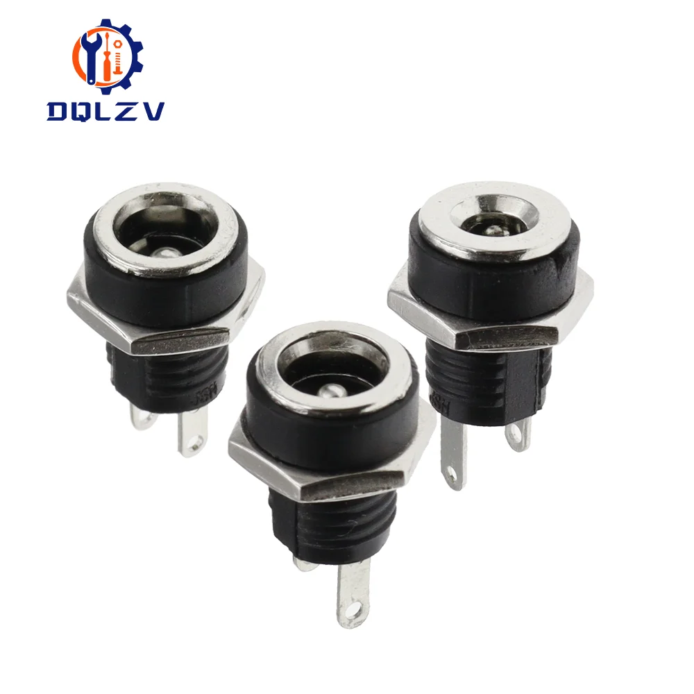 5.5X2.1/5.5X2.5MM DC Power Jack Socket Supply Female Panel Mount Connector Plug Adapter 2 Terminal Type DC Connector 5.5*1.35