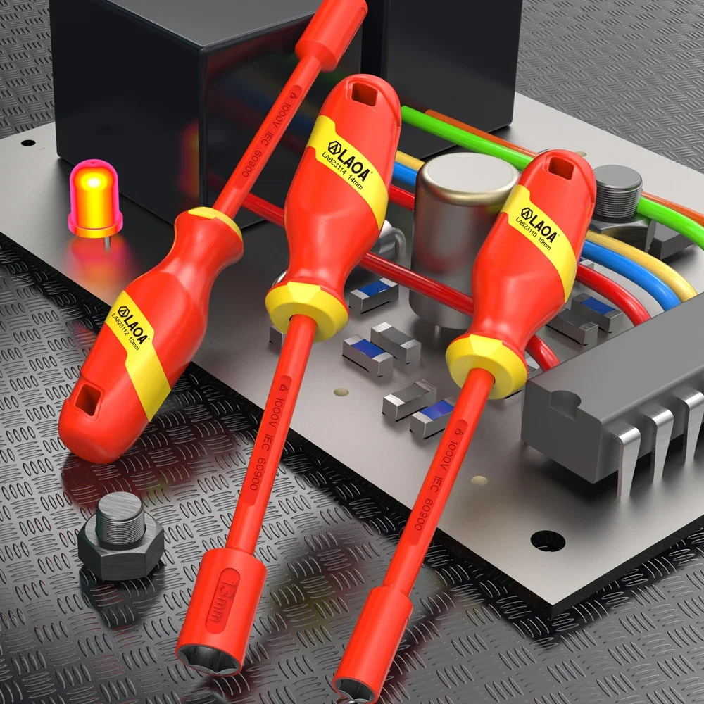 VDE Insulated Socket Screwdriver Multifunctional Hexagonal Socket Wrench Driver Electrician Specific Withstand 1000V