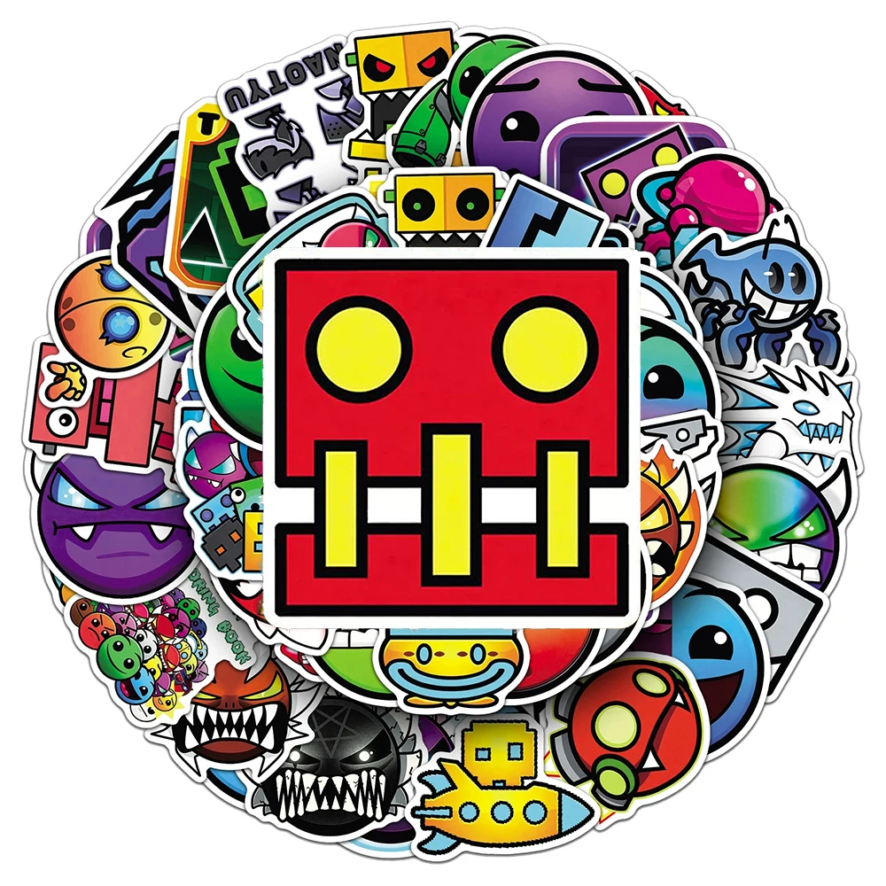 10/30/50pcs Geometry Dash Cartoon Stickers Funny Game Graffiti Decals DIY Suitcase Phone Guitar Luggage Cool Sticker Wholesale