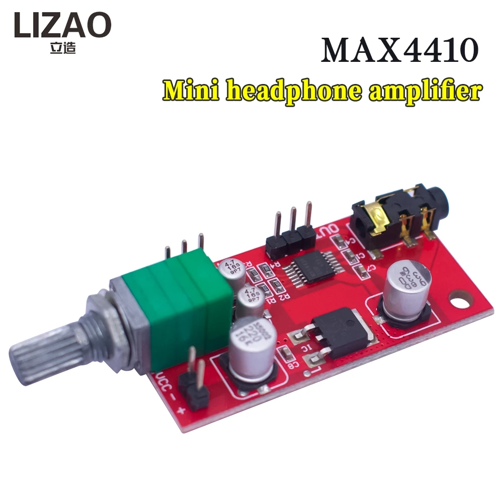 MAX4410 Mini Headphone Amplifier Board Low Distortion Audio Preamplifier Module With Volume Potentiometer 3.5mm Jack