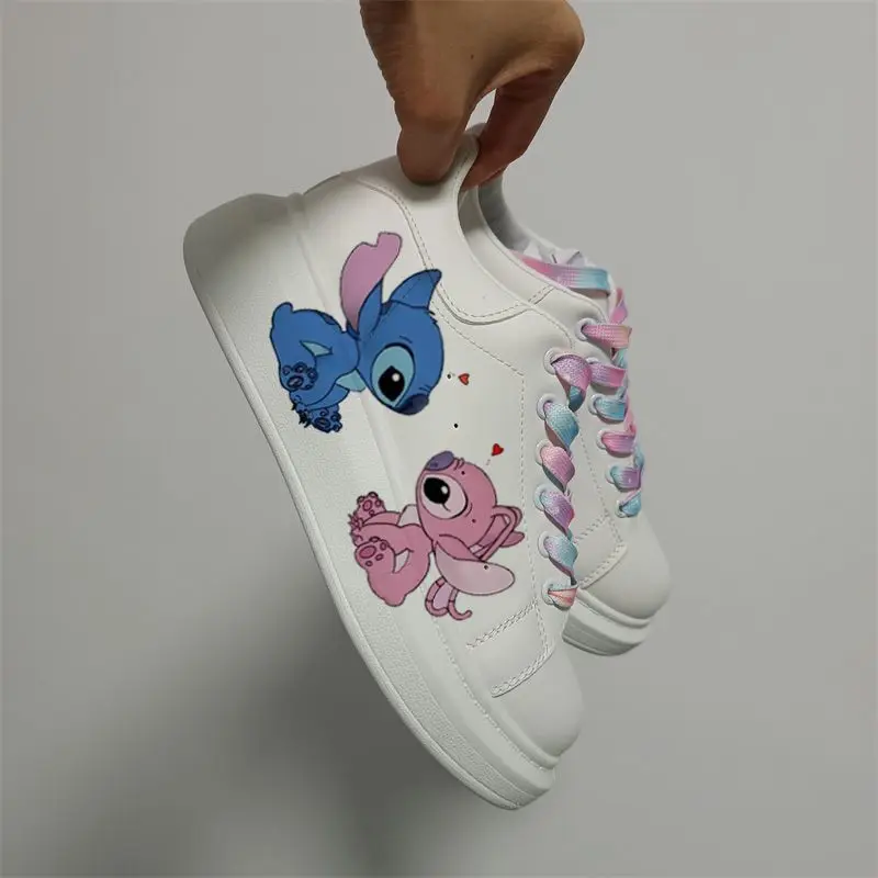 Disney Stitch Shoes Couple Print Board Shoes Anime Stitch Tennis Shoes Cute Winnie Casual Sneakers Kids Stitch Basket Shoes