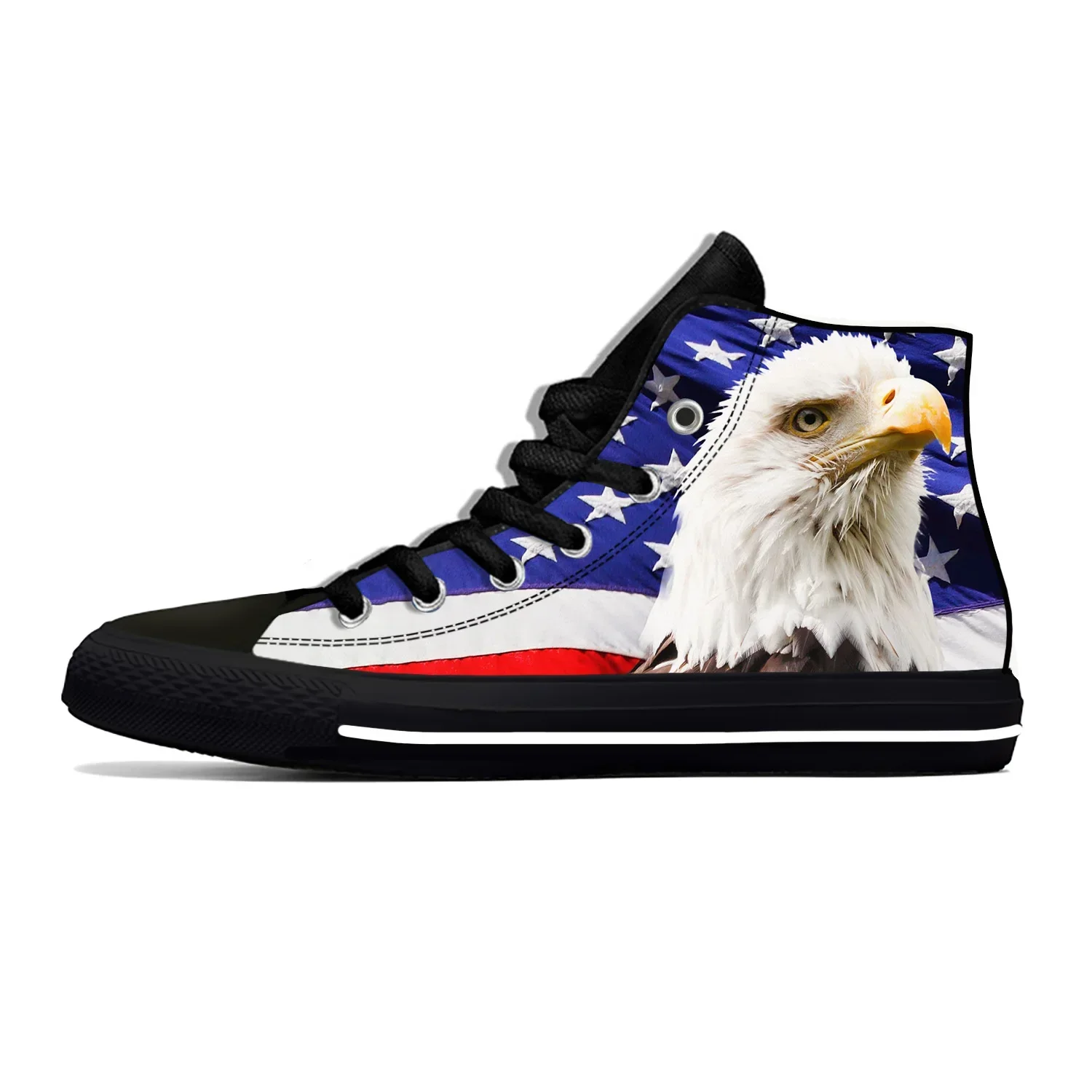 2022 USA US America American Flag Eagle Patriotic Casual Cloth Shoes High Top Lightweight Breathable 3D Print Men Women Sneakers