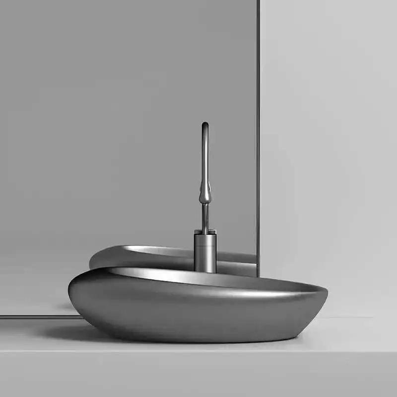 

Nordic Ceramic Villa Bathroom Sinks Hotel Oval Countertop Basin Creative Household Balcony Single Sink Bedroom Toilet Washbasin