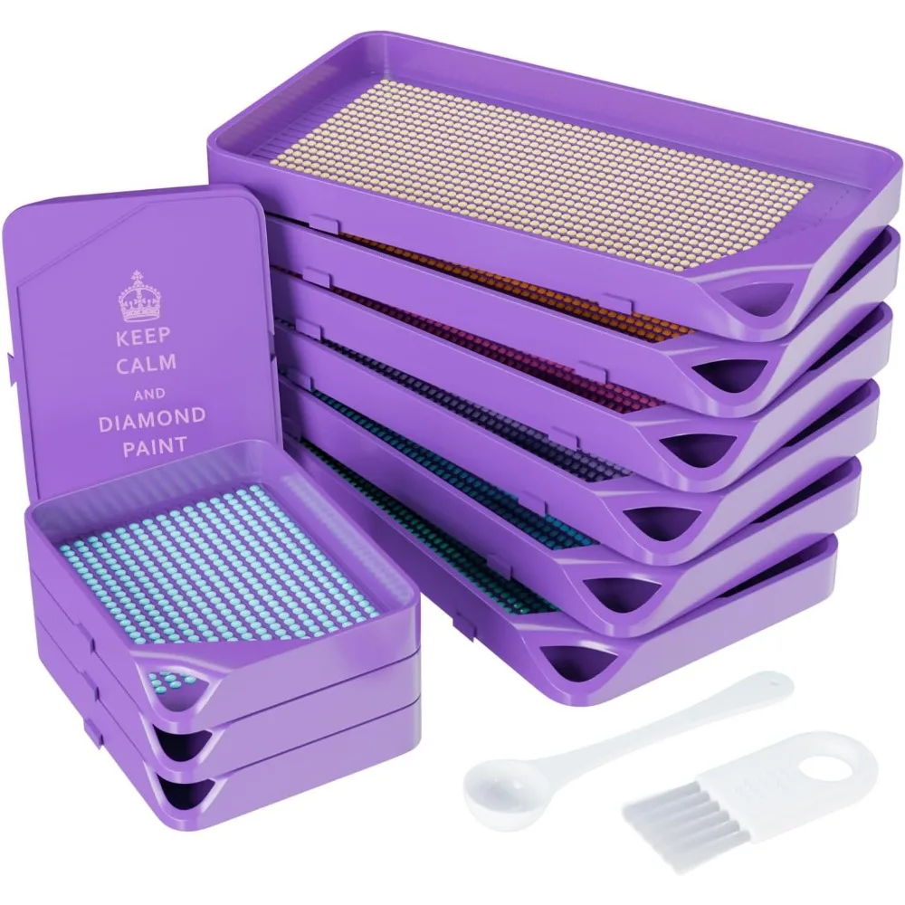 

Stackable Diamond Painting Trays with Secure Interlocking Design Set of 10 Art Craft Organizer Tool Kits for Adults Beads Storage Containers and Accessories Multi Functional Portable Diamond Art Supplies for Round Drill