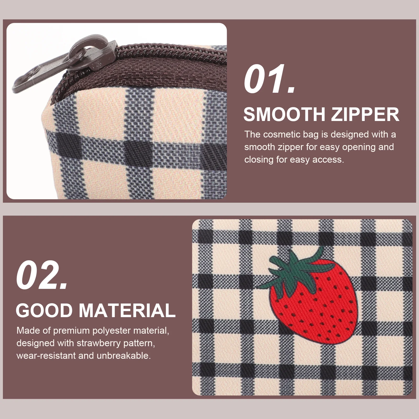 

Multi-Function Strawberry Pencil Bag Large Capacity Pen Storage Bag Zipper Design Portable Cute Pencil Pouch Makeup Brush