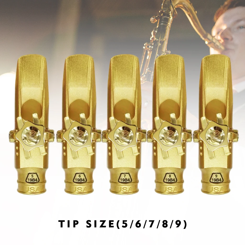 Advanced Tenor Soprano Alto Saxophone Brass Mouthpiece Gold Lacquer Mouthpiece Sax Mouth Pieces 5/6/7/8/9 For Jazz R&B Rock Roll