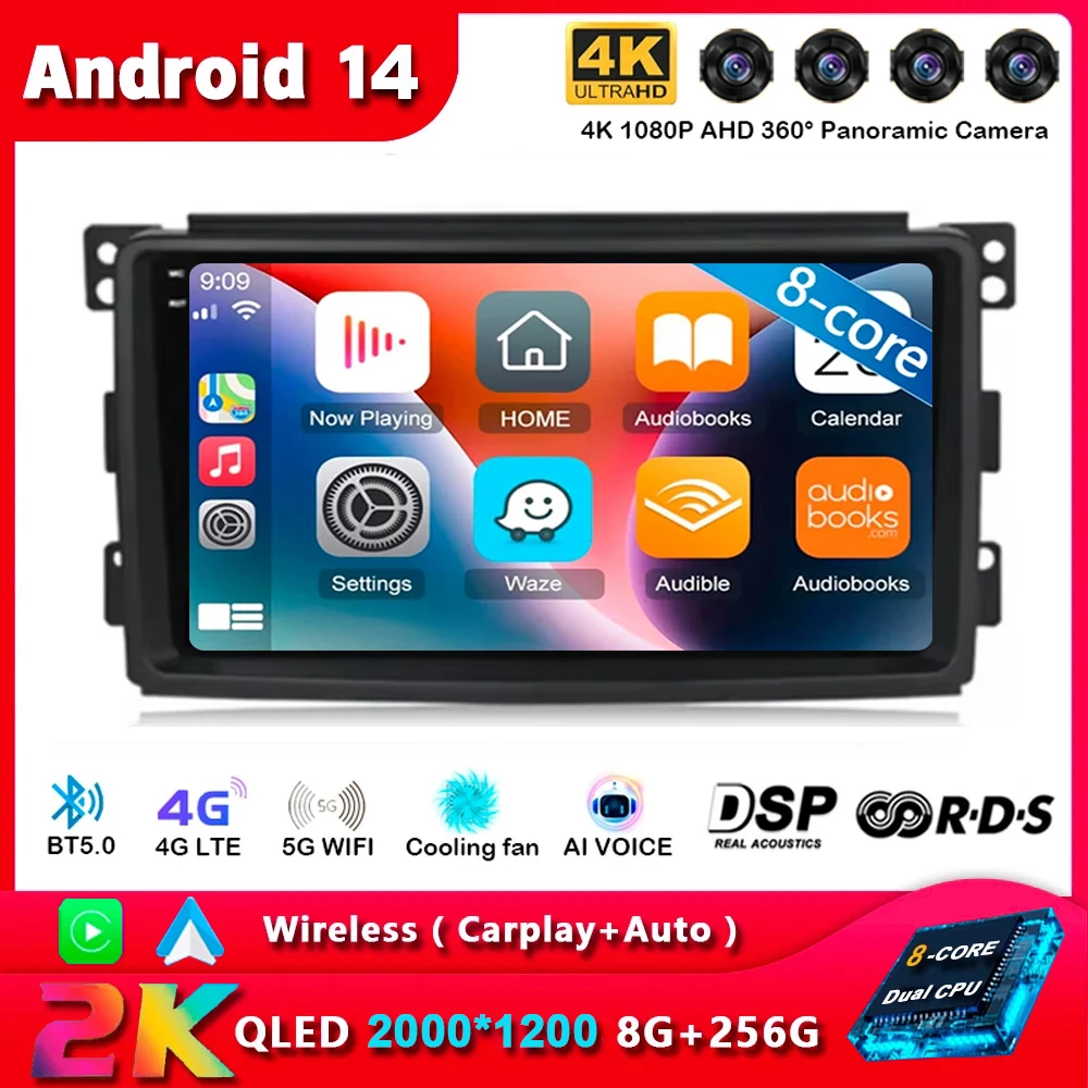 

Android 14 Carplay For Mercedes Benz Smart Fortwo W451 2006 2007 2008 2009 Car Radio GPS Stereo Multimedia Player 2din Head Unit