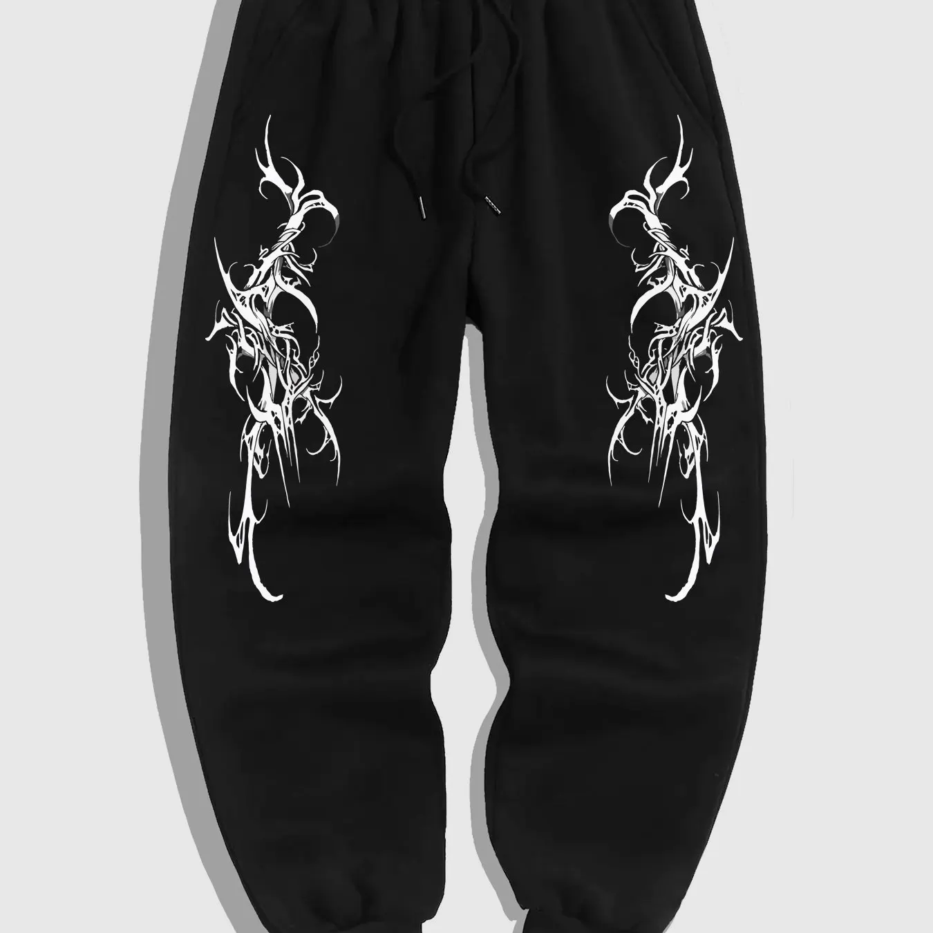 

Мужские спортивные штаны в готическом стиле 2000, темно-коричневые повседневные спортивные штаны из полиэстера, белый эластичный пояс с геометрическим рисунком и шнурком