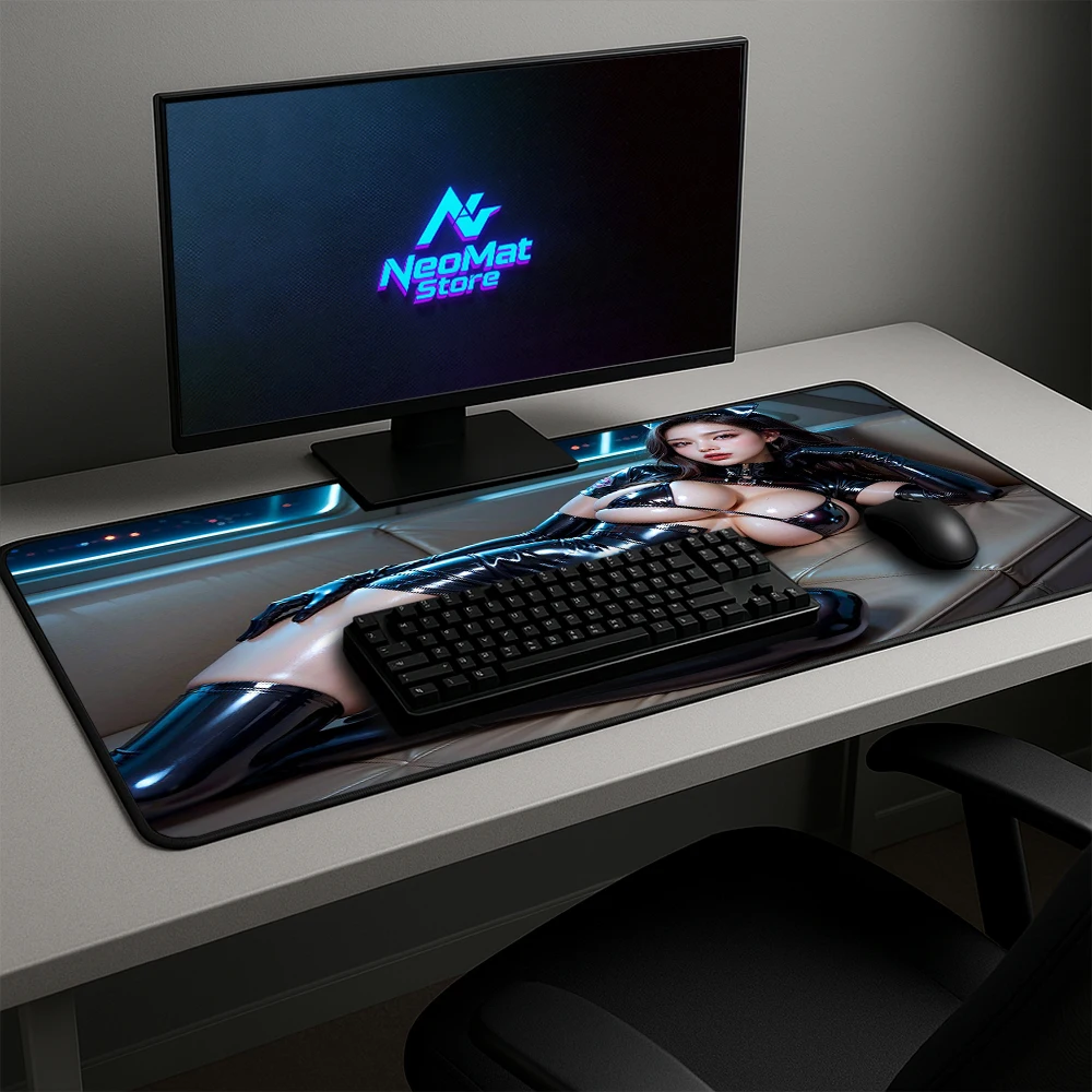 Hentai tapis étendu 900x400 bureau intérieur adulte tapis de bureau Sexy poitrine tapis de souris grand clavier Long tapis ordinateur décoration Nsfw