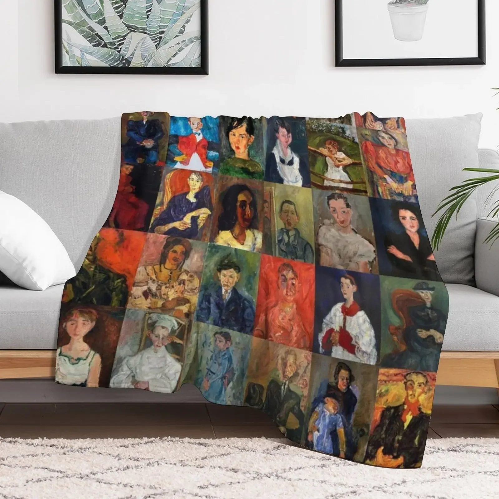 Chaim Soutine Faces Throw Blanket Sofas Travel Furrys Blankets