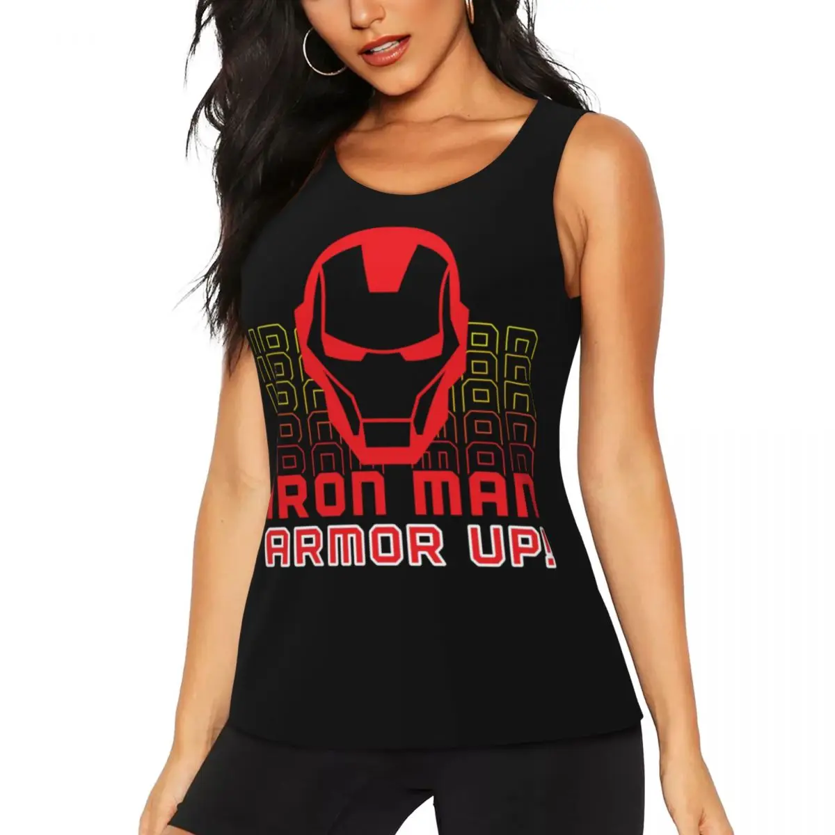 Custom Iron Man Armor Up Workout Tank Tops para as Mulheres, Quick Dry, Camisas Sem Mangas Yoga