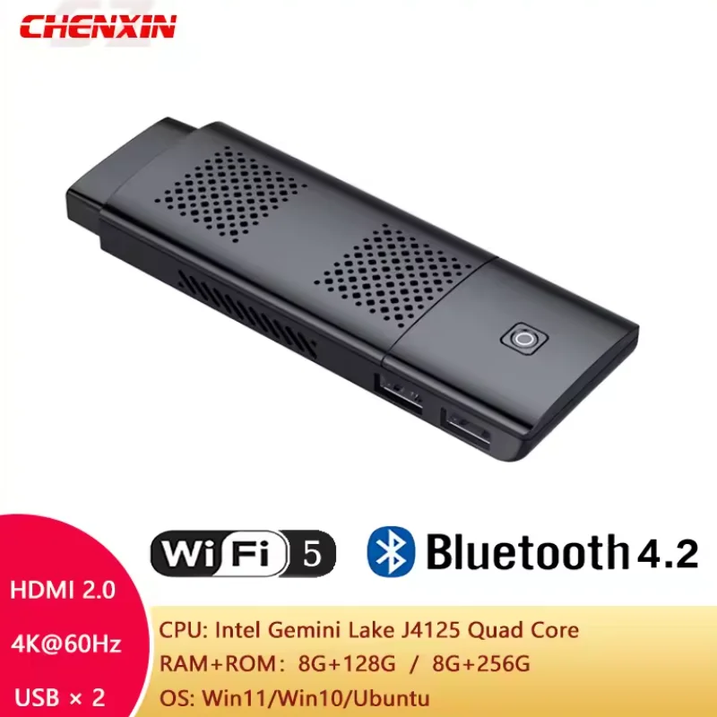 CHENXIN M1K Intel Gemini Lake J4125 Quad Core Mini PC Win11 8G DDR4 256G SSD Dual-Band WIFI BT4.2 2×USB3.0 HDMI2.0 Mini PC Stick