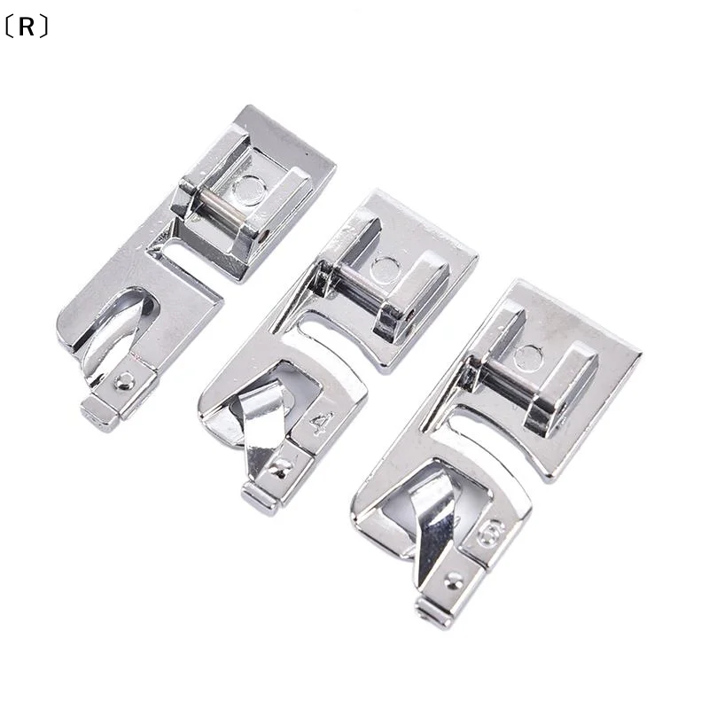 〔R〕3pcs 3mm, 4mm 6mm Narrow Rolled Hem Presser Foot Set For Sewing Machine Sewing Hemming Set Sewing Machines Accessories