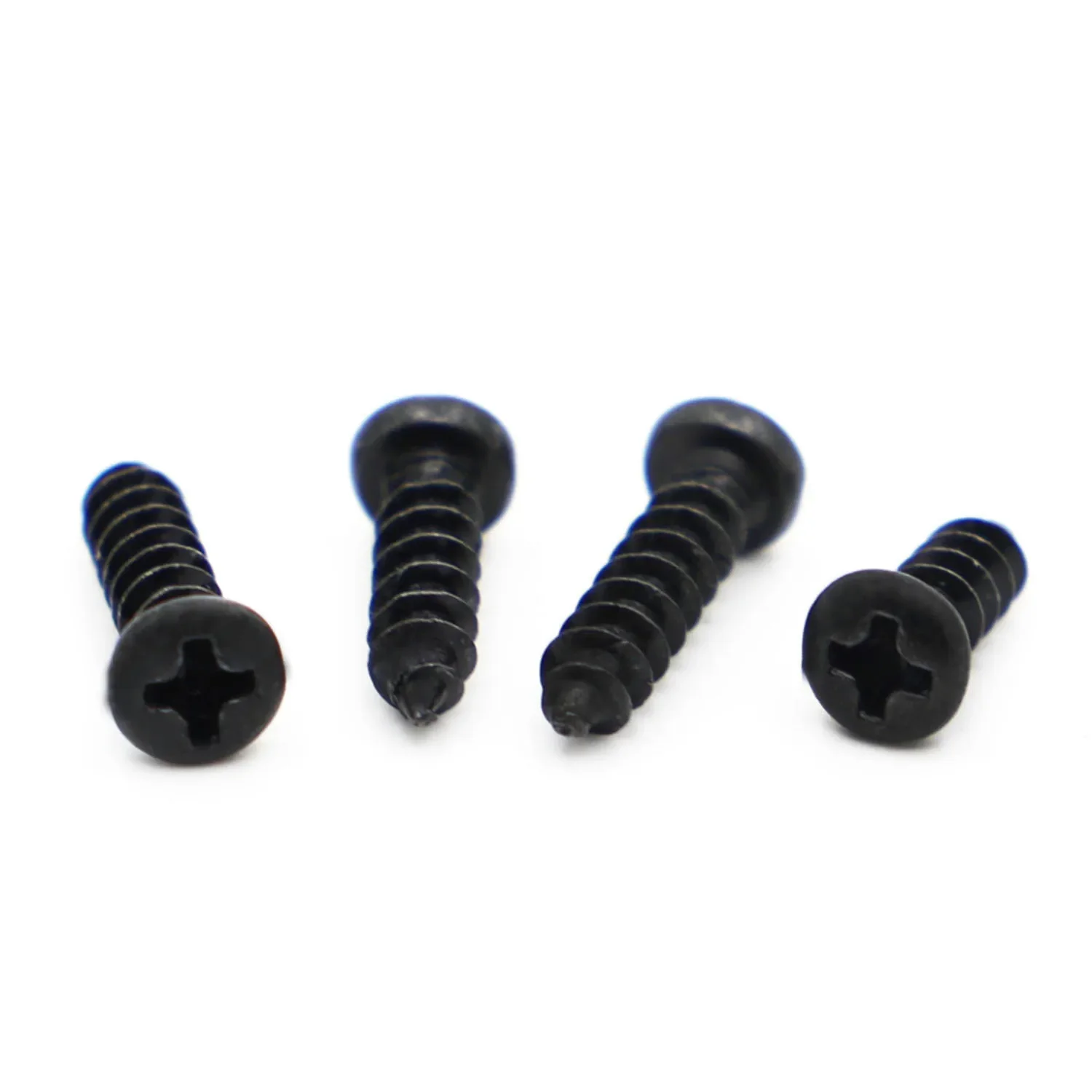 M1 M1.2 M1.4 M1.7 M2 M2.6 M3 M3.5 M4 Черные стальные мини-винты Micro Phillips с плоской потайной головкой и круглой головкой Саморезы по дереву