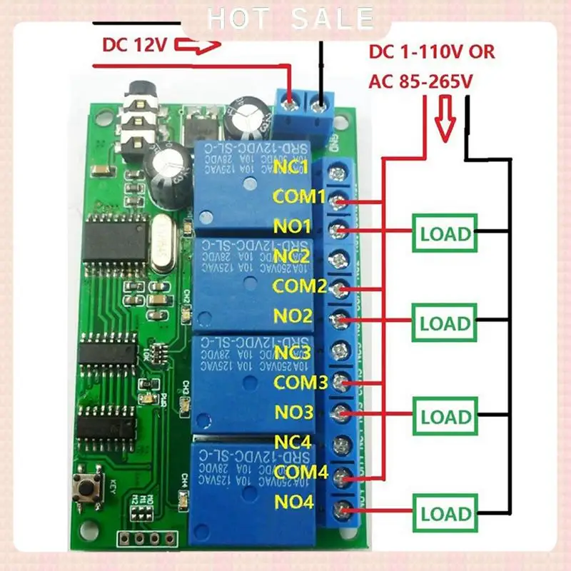 24-Hour Delivery AD22B04 4 Channel Relay DTMF Tone Signal Decoder Remote Control Relay Module 12V DC For PLC Smart Home