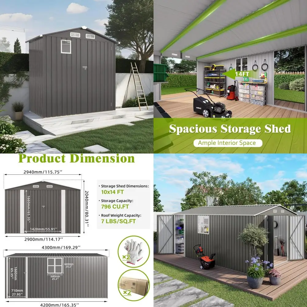 

Outdoor Storage Shed 6x4 Feet, Compact Metal Garden Shed with Window, Lockable Hinged Doors, Weatherproof Storage
