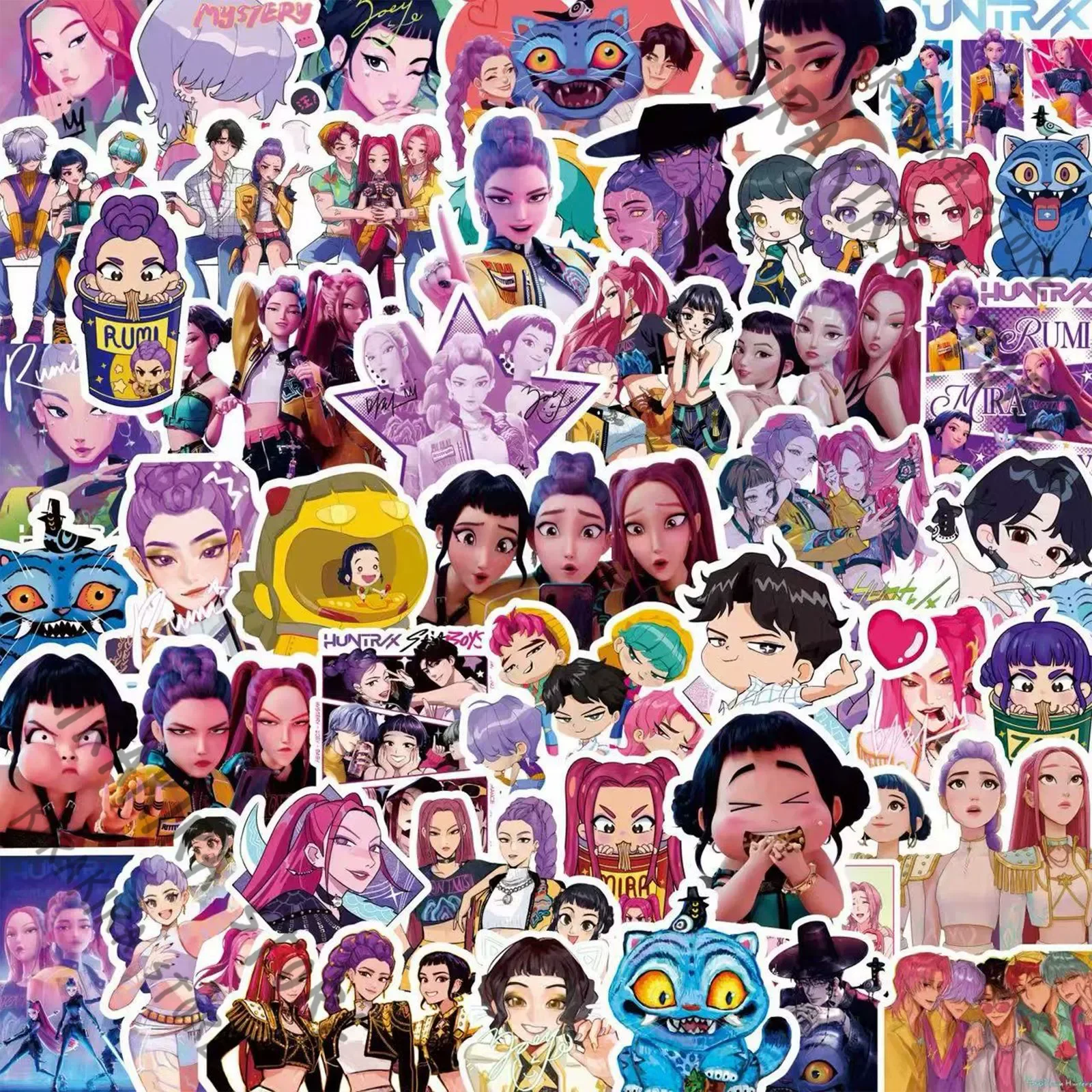 

KPop Demon Hunters 80pcs Sticker Decals Cosplay Rumi Mira Zoey Saja Boys Handbook Decor Water Cups Waterproof Stickers Ornaments