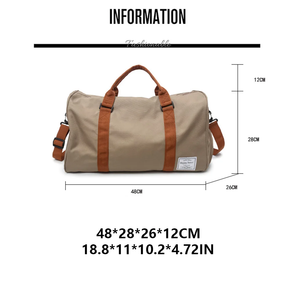 Travel Tote Women Men Handbag Oxford Cloth Zipper Closure Sports Waterproof Adjustable Shoulder Bag Casual Red