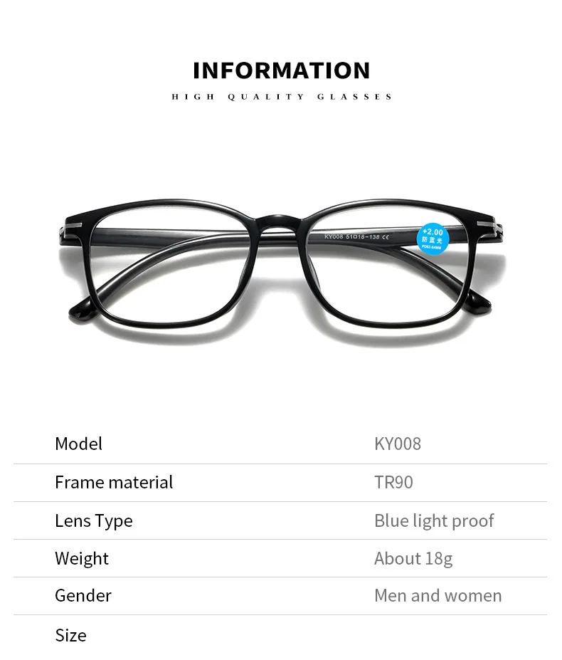 Lunettes de lecture anti-lumière bleue pour hommes et femmes, lunettes presbytes à la mode, lunettes d'hypermétropie ultralégères, ATI QRE, + 100 à + 400, nouveau