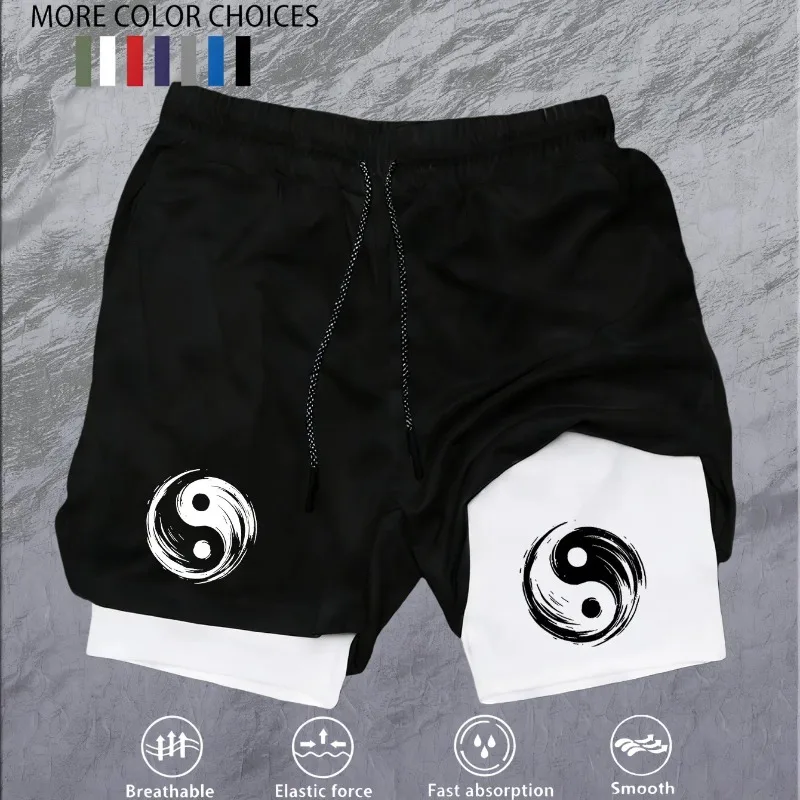 Lightweight Teen Training Men's 2-in-1 Running Shorts High-Quality Elastic Double-Layer Breathable Liner Phone Pocket Towel Loop