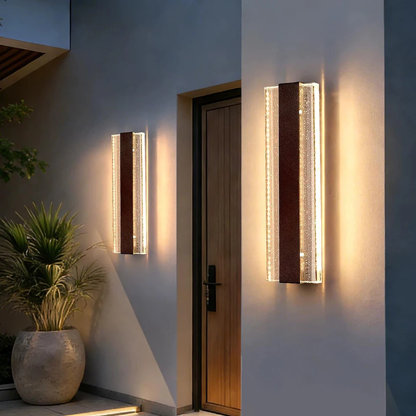 Outdoor Light Luxury Bubble Crystal Long Strip Wall Lamp Simple Courtyard Waterproof Villa Door Balcony Decorative Wall Lights
