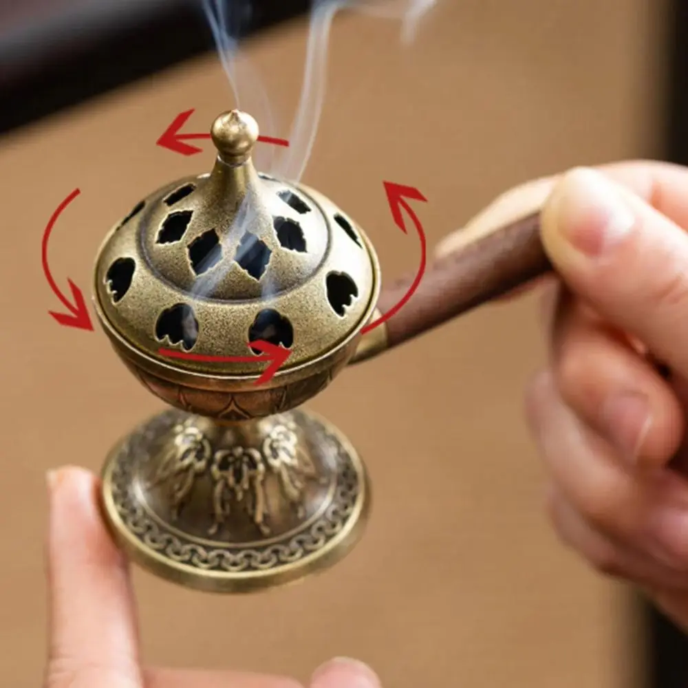 Vintage Alloy Sandalwood Incense Burner Elephant Lucky Hollow Out Lotus Incense Censer Year of the Horse Mini Three Legged Stove