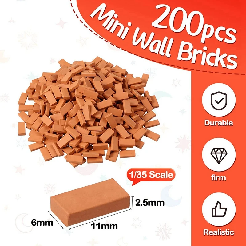 600 Stuks Mini Bakstenen Voor Landschapsarchitectuur Miniatuur Bakstenen Bakstenen Muur Kleine Bakstenen Voor Poppenhuis Tuin Onderdelen, 1/35 Schaal