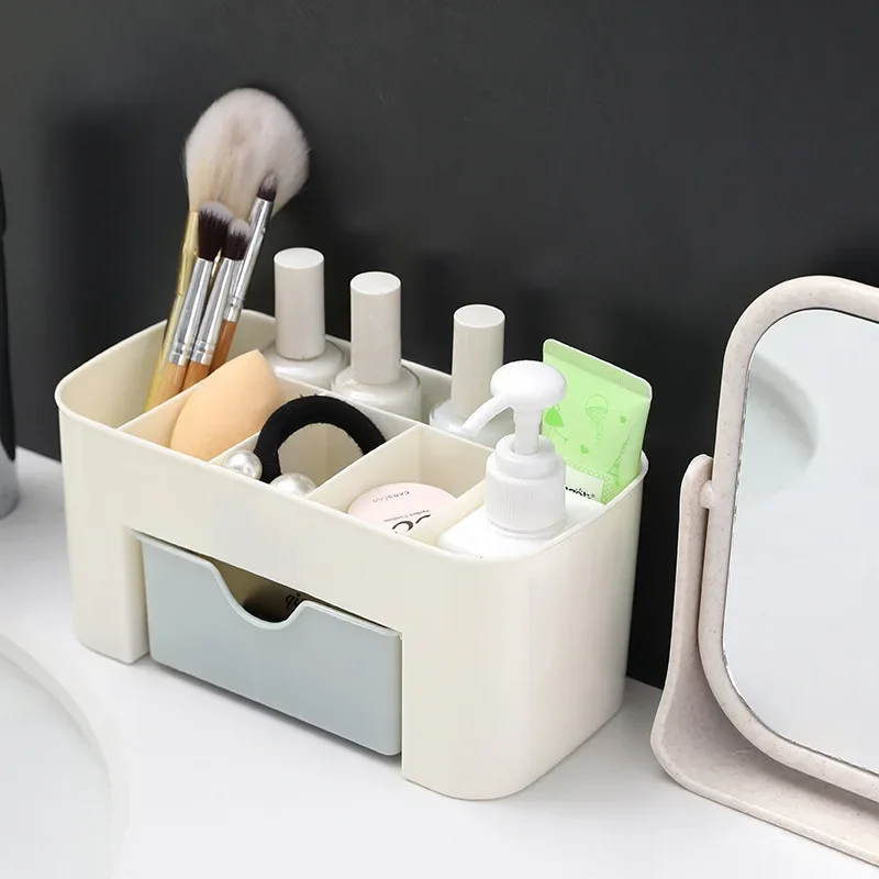 Nordic Desktop Drawer Cosmetic Storage Box Makeup Brush Organizer Jewelry Lipstick Mask Compartment Cosmetic Storage Case
