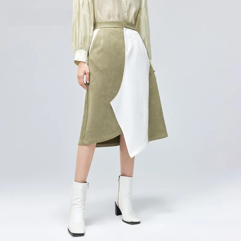 

XMOOM Spring New Mid-Length Asymmetrical Splicing Women's Skirt A-Line Midi Skirt Commute Sle Pure Color Briti Sle