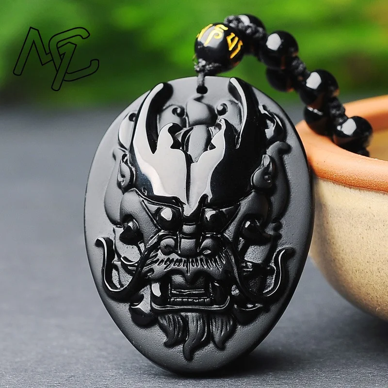 

Натуральный черный обсидиан, дракон, брендовый кулон, бусины, ожерелье, очаровательные украшения, модные аксессуары, амулет Иисуса ручной работы, подарки