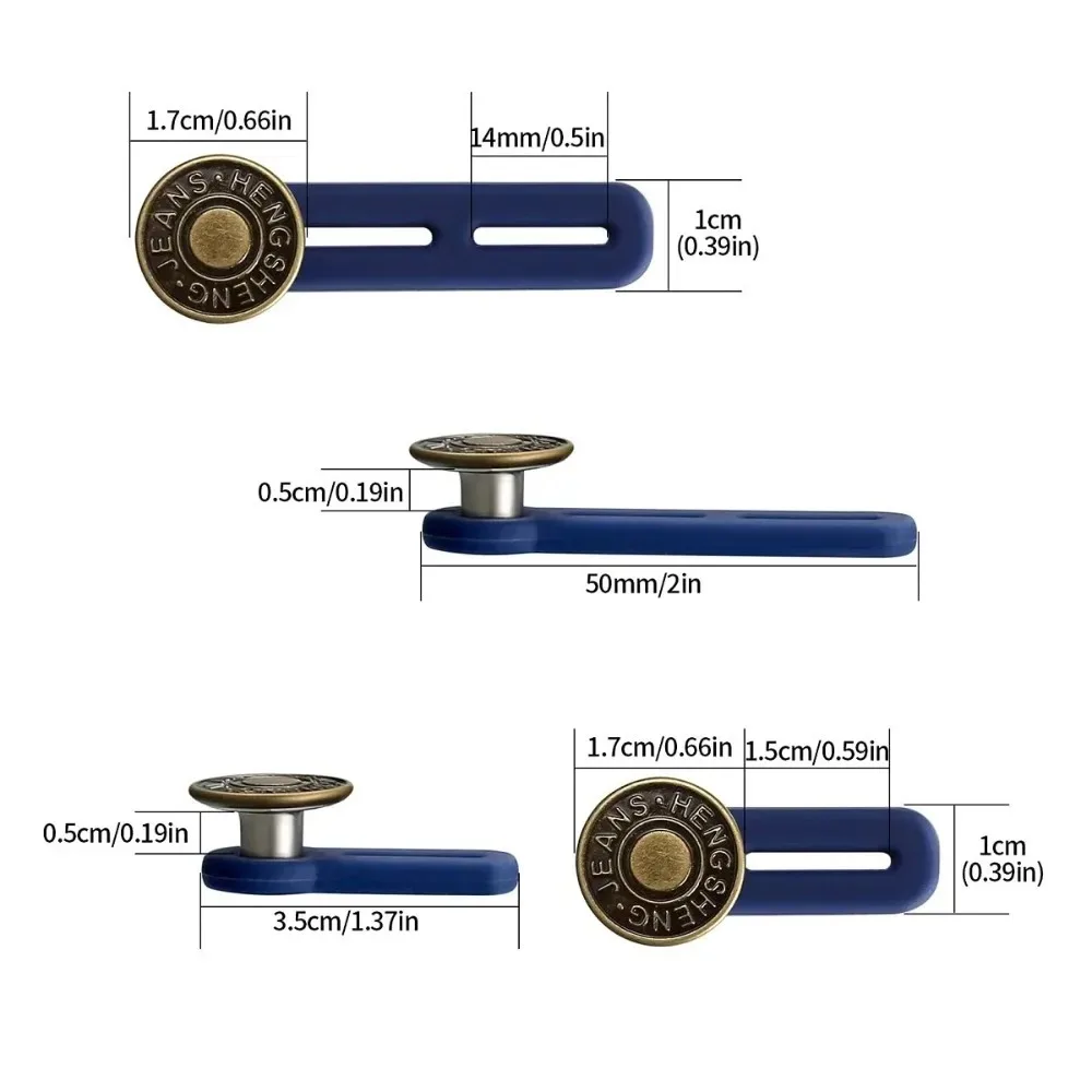 6 Stück Jeans-Knopfverlängerer Universeller Hosenverlängerer für Damen und Herren Verstellbarer Elastischer Taillenverlängerer aus Silikon Set – Detail 6