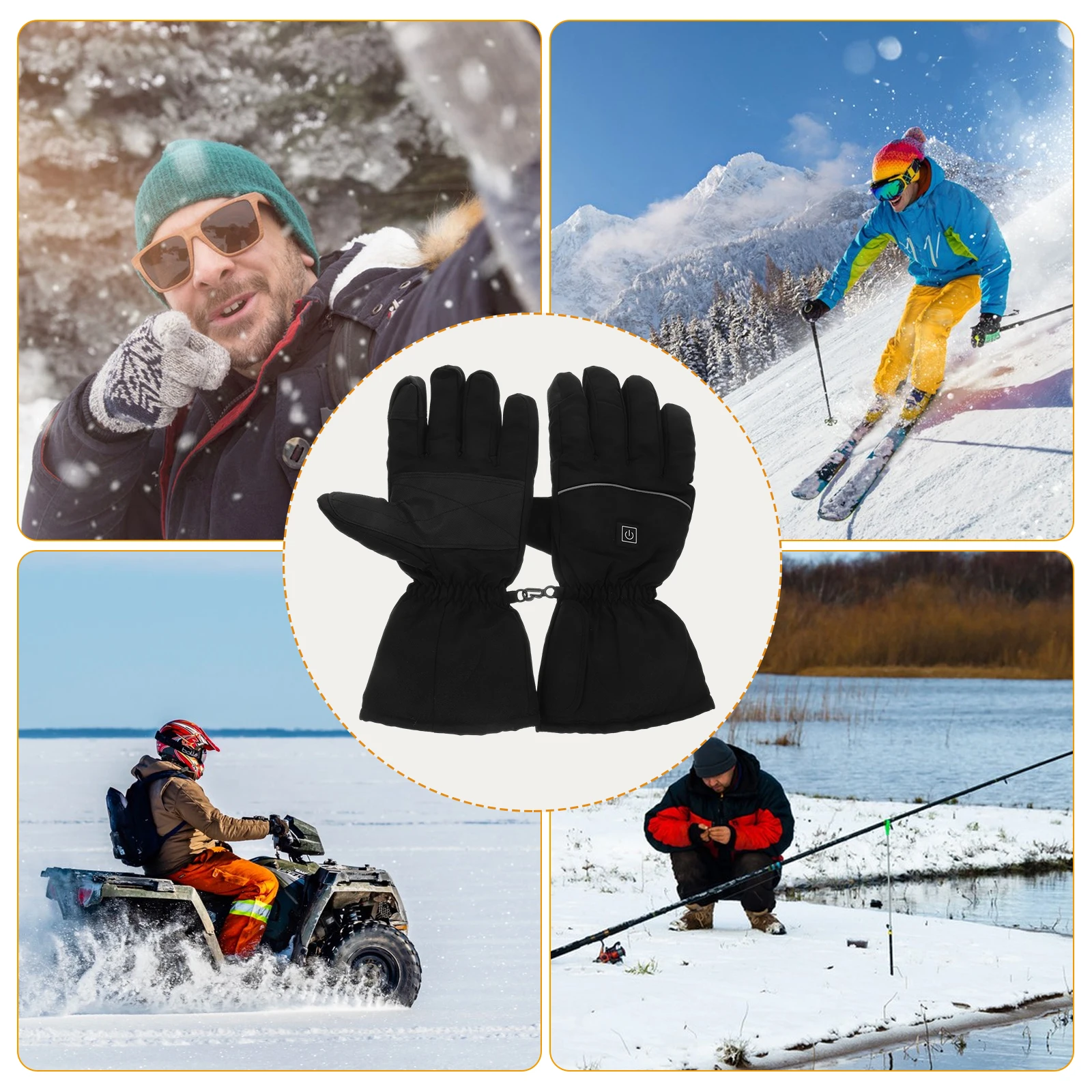 1 زوج قفازات تسخين كهربائي قفازات الشتاء الحرارية التدفئة دراجة نارية التزلج في الهواء الطلق مقاوم للماء يندبروف