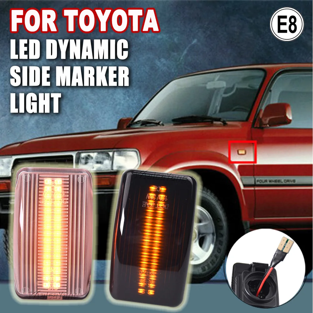 2Pcs LED Side Fender Dynamic Turn Signal Light Marker For Toyota Corolla Wangon Land Crusier FJ80 HDJ80 HZJ80 FZJ80 Lexus LS400