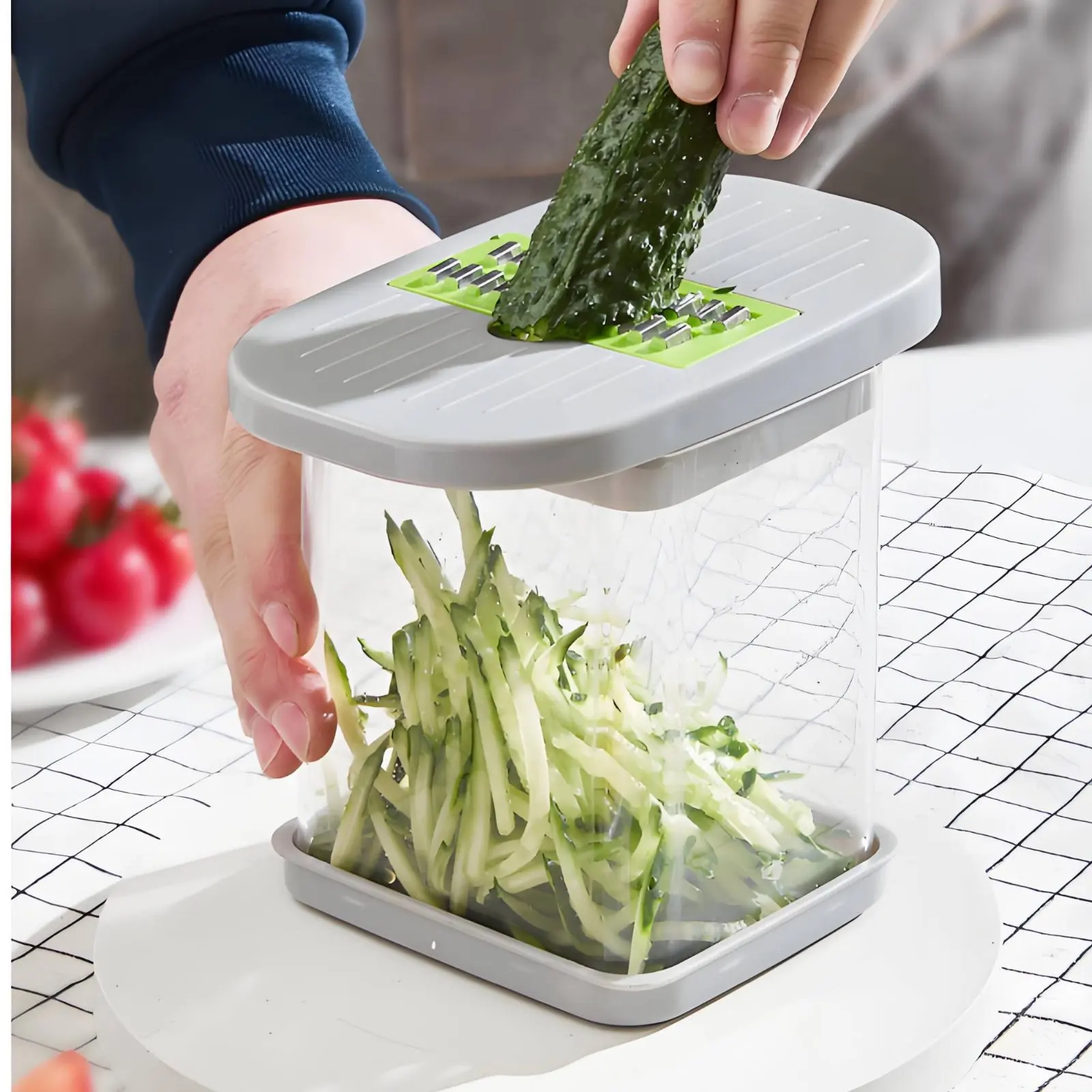 

Multi-Function Vegetable Cutter Simple Function Vegetable Cutter with Container Multi-Functional Food Cutter Easy to Clean