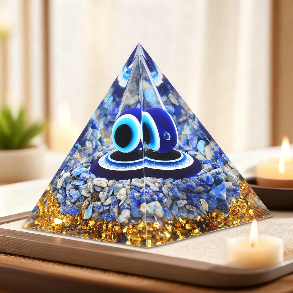 Orgone Crystals Pyramid for Positive Energy Crystal Pyramids for Relieves Stress Chakra Promote Luck, Wealth and Success