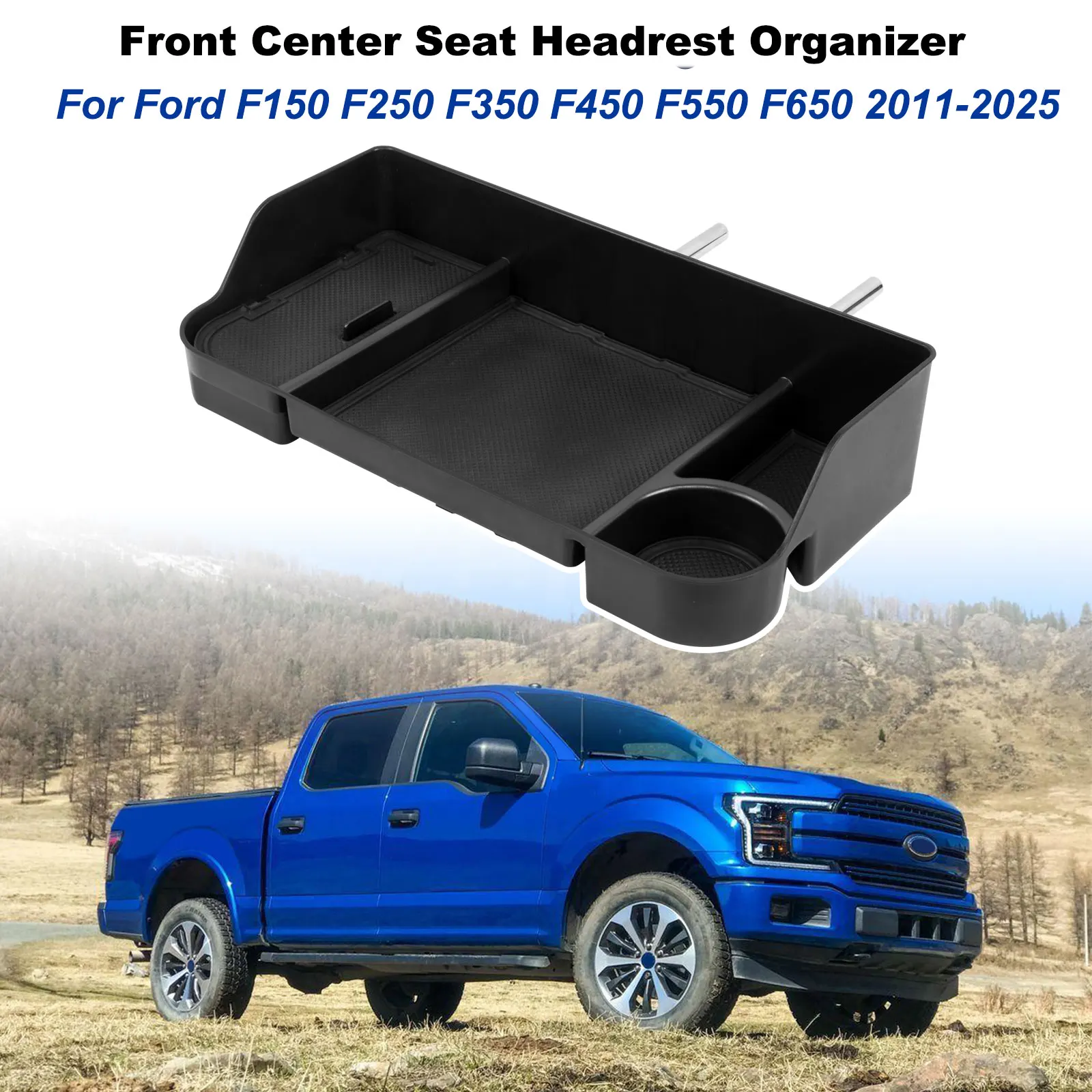 

For Ford F150 Center Console Seat Headrest Tray For Ford F250 F350 F450 F550 F650 2011-2025 ABS Storage Box Cup Holder 2023 2024