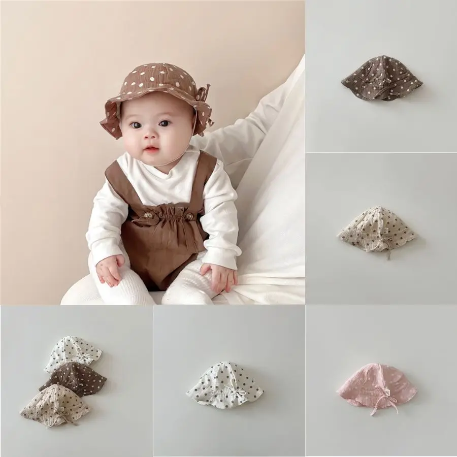 1 Piece Newborn Girl Beanie Korean Fashion Simplicity Bucket Hat for Toddler Girl Beige Coffee Color Series Photography Prop Hat