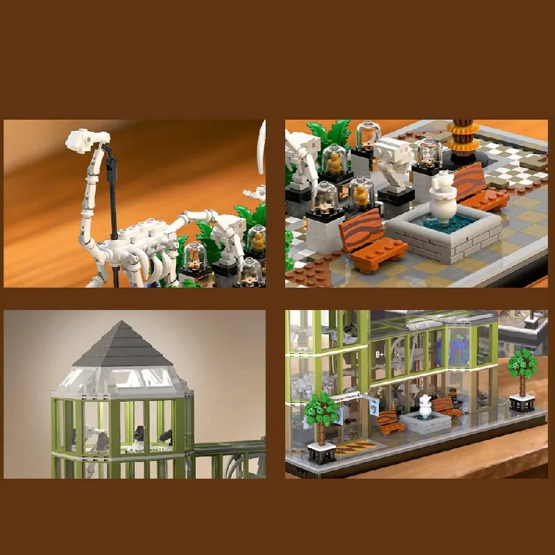 دينوسور متحف البيت وحدات اللبنات مجموعات مدينة عرض شقة مخزن العمارة الطوب أطقم منمذجة الكبار طفل هدية 1496 قطعة #3