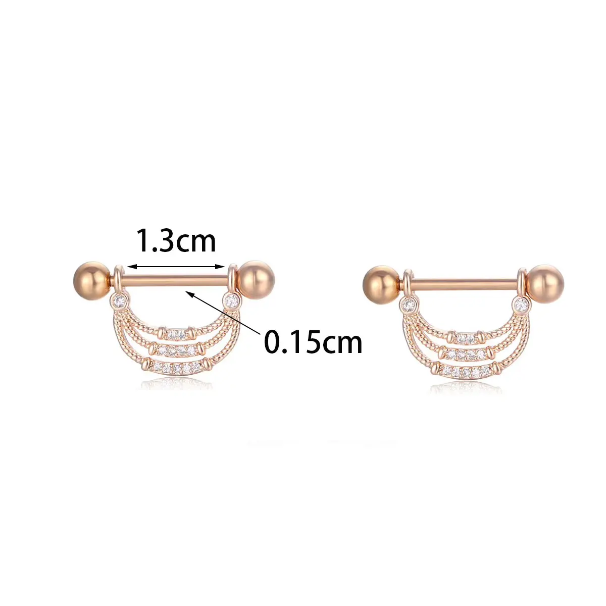 Sexy Nipple Ring Stainless Steel Zircon U Shape Barbell Nipple Studs Piercing Helix Piercing Body Papillary nail Jewelry