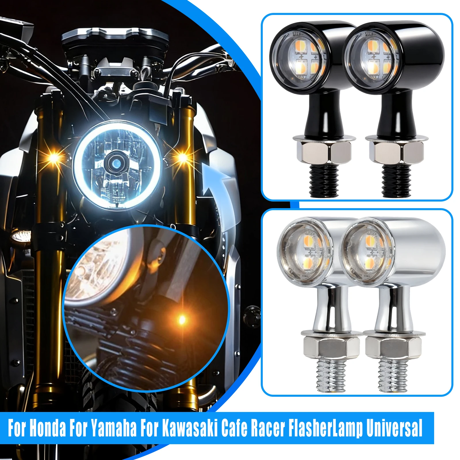 Motorcycle Mini Bullet LED Turn Signal Light Brake Stop Lamp DRL Amber Red White Flashing Indicator For Honda Yamaha Suzuki BMW
