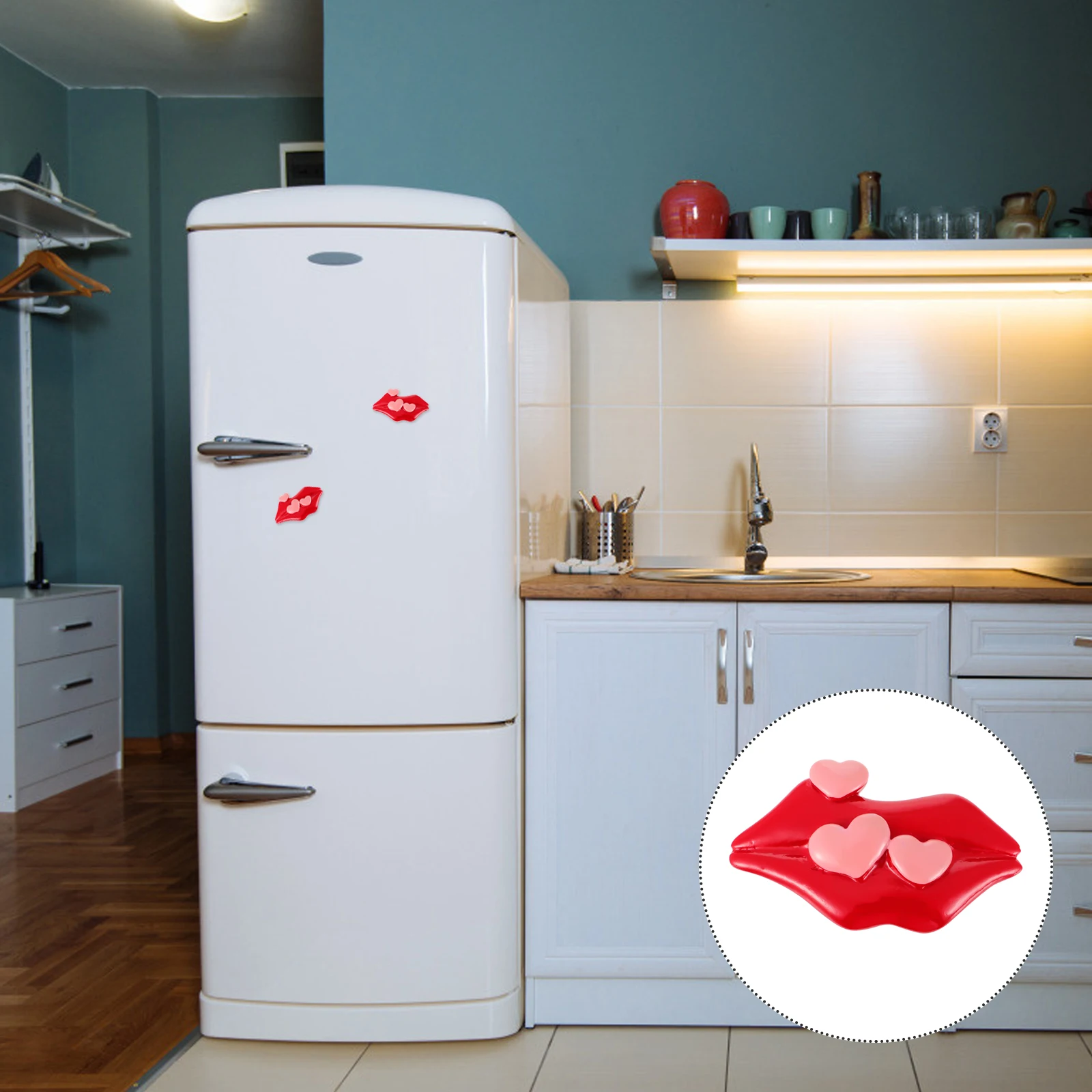 4 قطع مغناطيس الثلاجة مضحك الشفاه الحمراء الثلاجة ملصق زينة جميلة الإبداعية #6